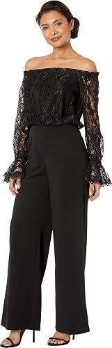 Adrianna Papell womens Lace and Crepe Jumpsuit thumbnail 4