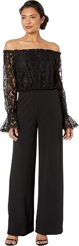 Adrianna Papell womens Lace and Crepe Jumpsuit thumbnail 5