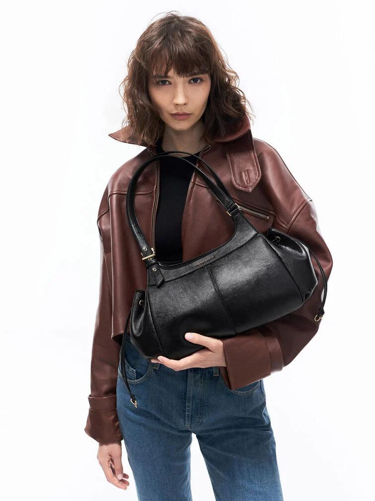 Lillith Drawstring Tote Bag - Black thumbnail 3