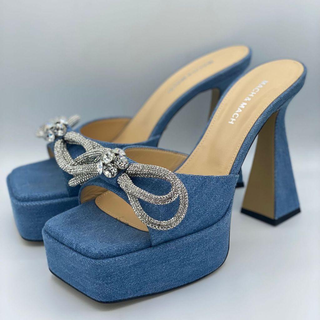 Mach & Mach denim platform heels