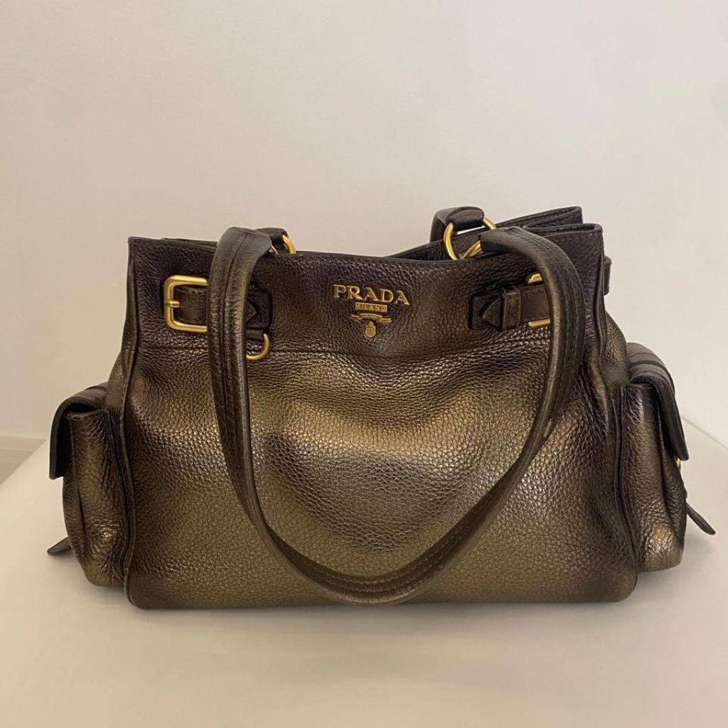Prada brown leather tote bag