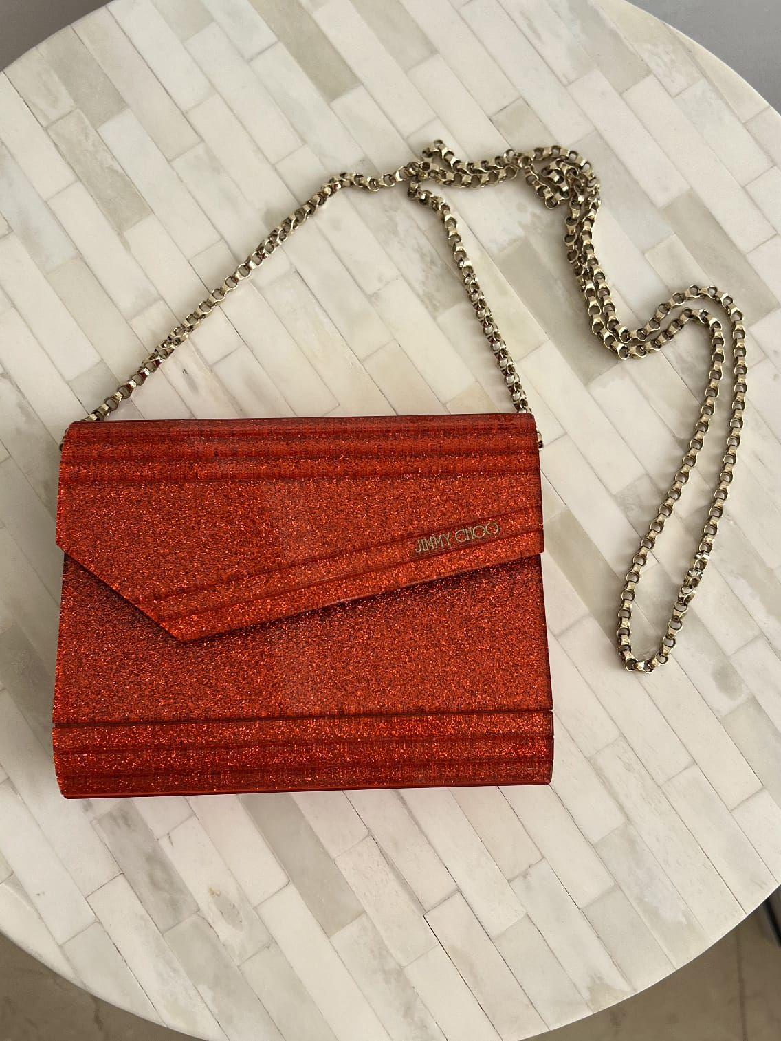 Jimmy Choo
Orange Acrylic and Leather Clutch thumbnail 4