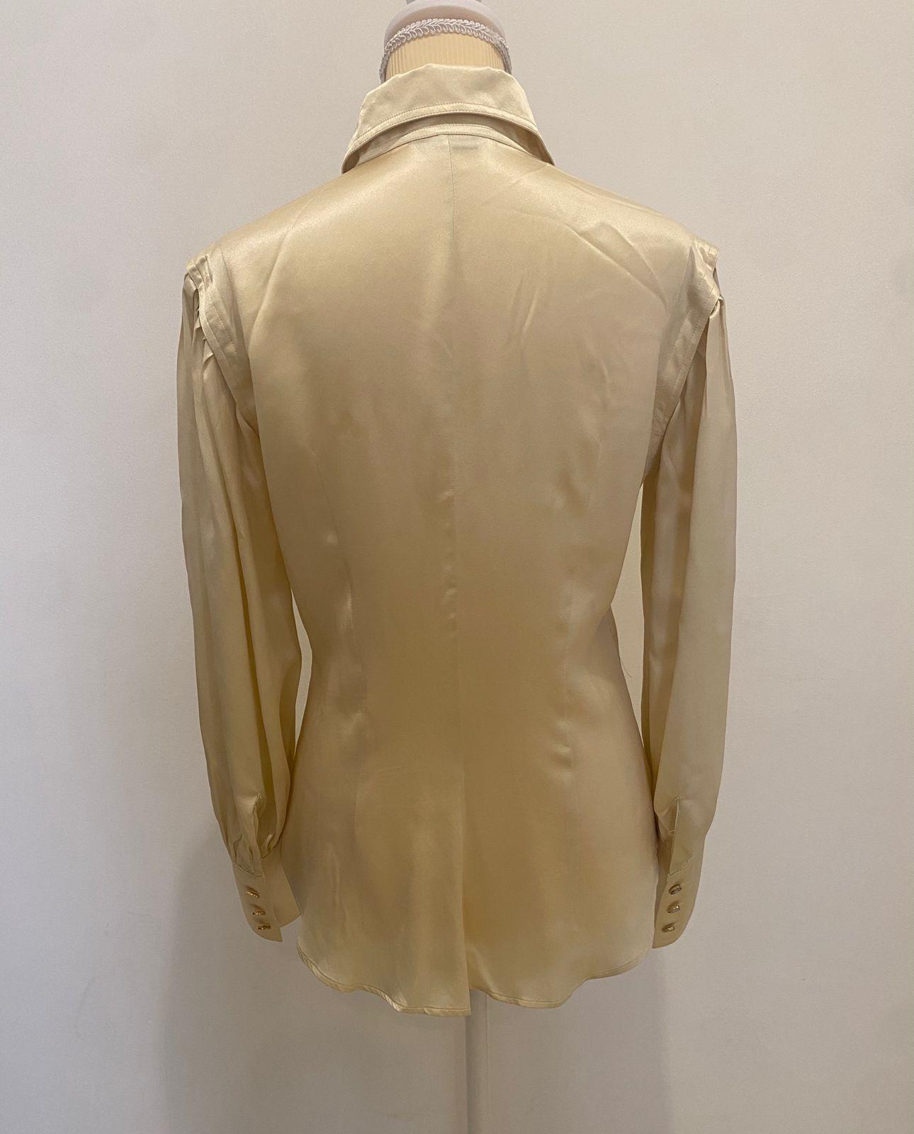 Roberto Cavalli
Roberto Cavalli Cream Satin Silk Tie-Up Collar Blouse thumbnail 2