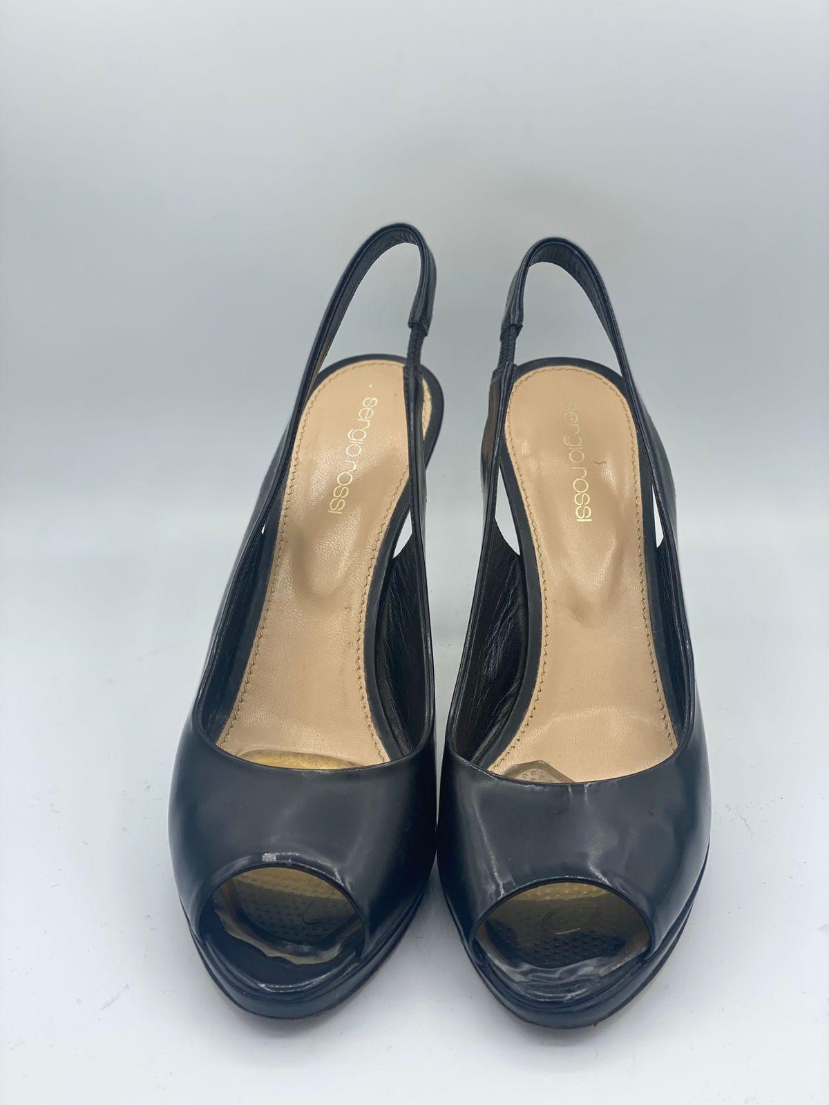Sergio Rossi Black Leather slingback Sandals thumbnail 2