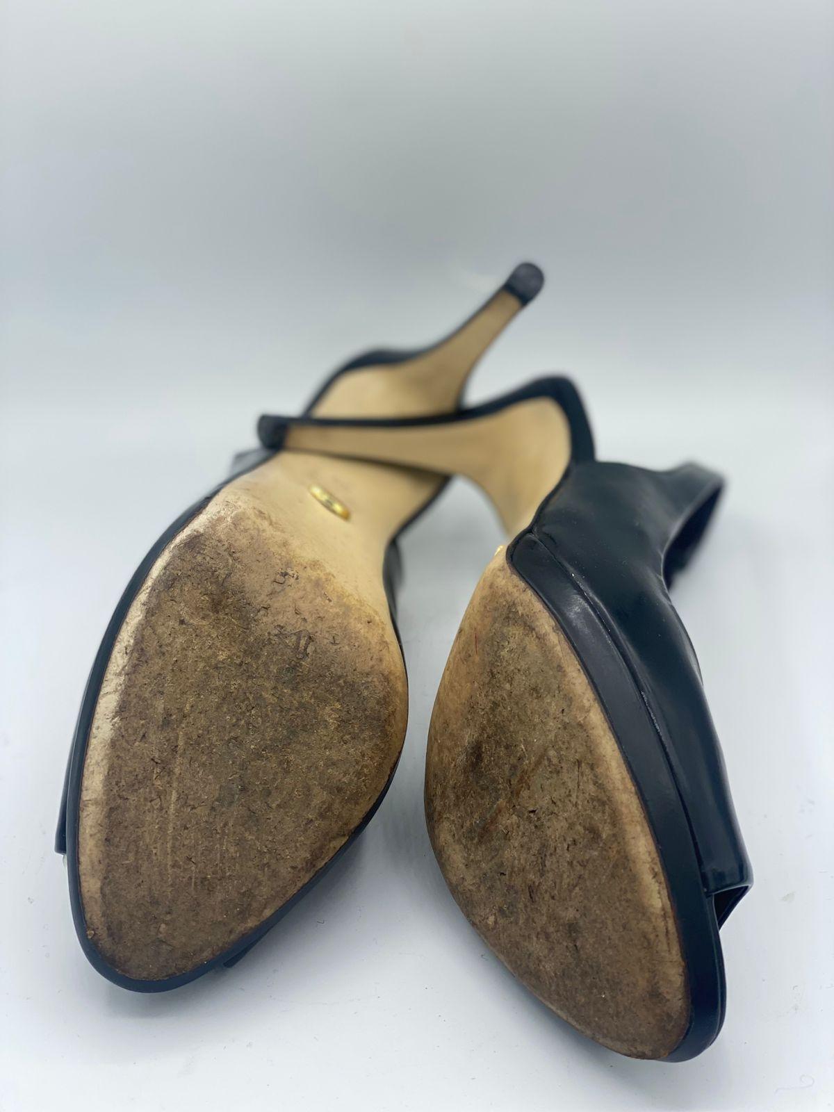 Sergio Rossi Black Leather slingback Sandals thumbnail 3
