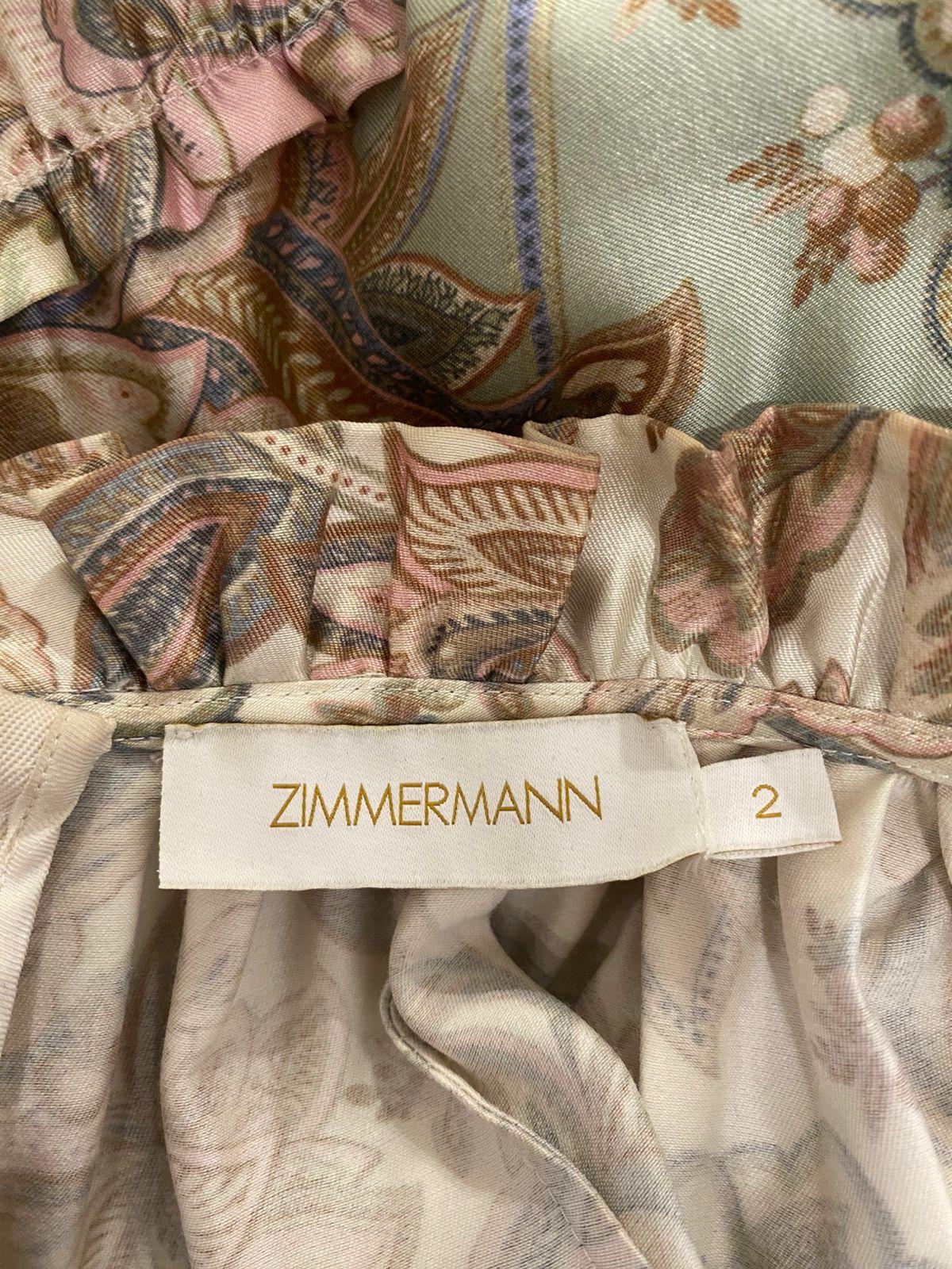 Zimmermann Ladybeetle tiered printed wool and silk blend satin-twill mini dress thumbnail 3