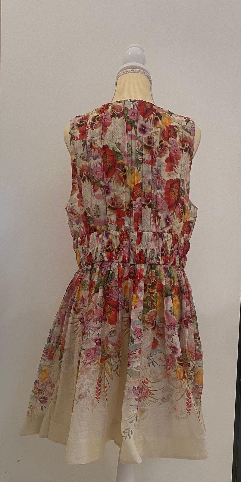 Zimmermann Pleated Floral Print linen and silk blend organza mini dress thumbnail 2