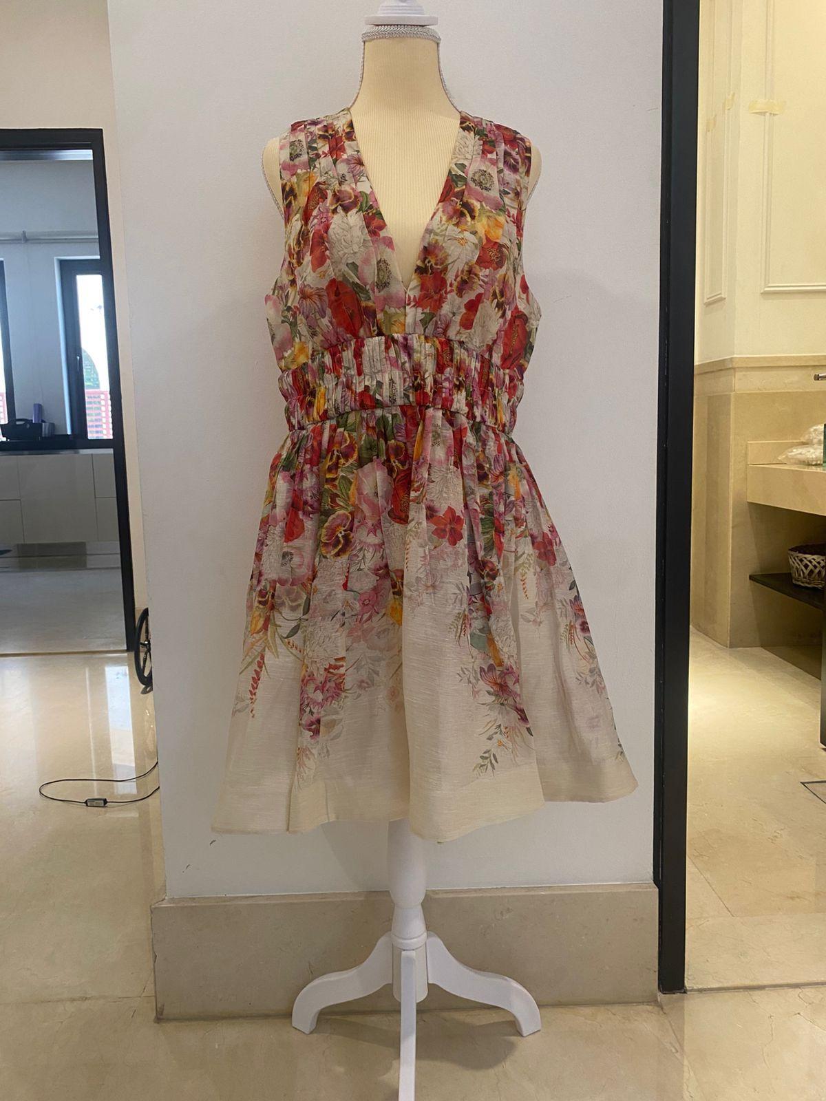 Zimmermann Pleated Floral Print linen and silk blend organza mini dress thumbnail 3