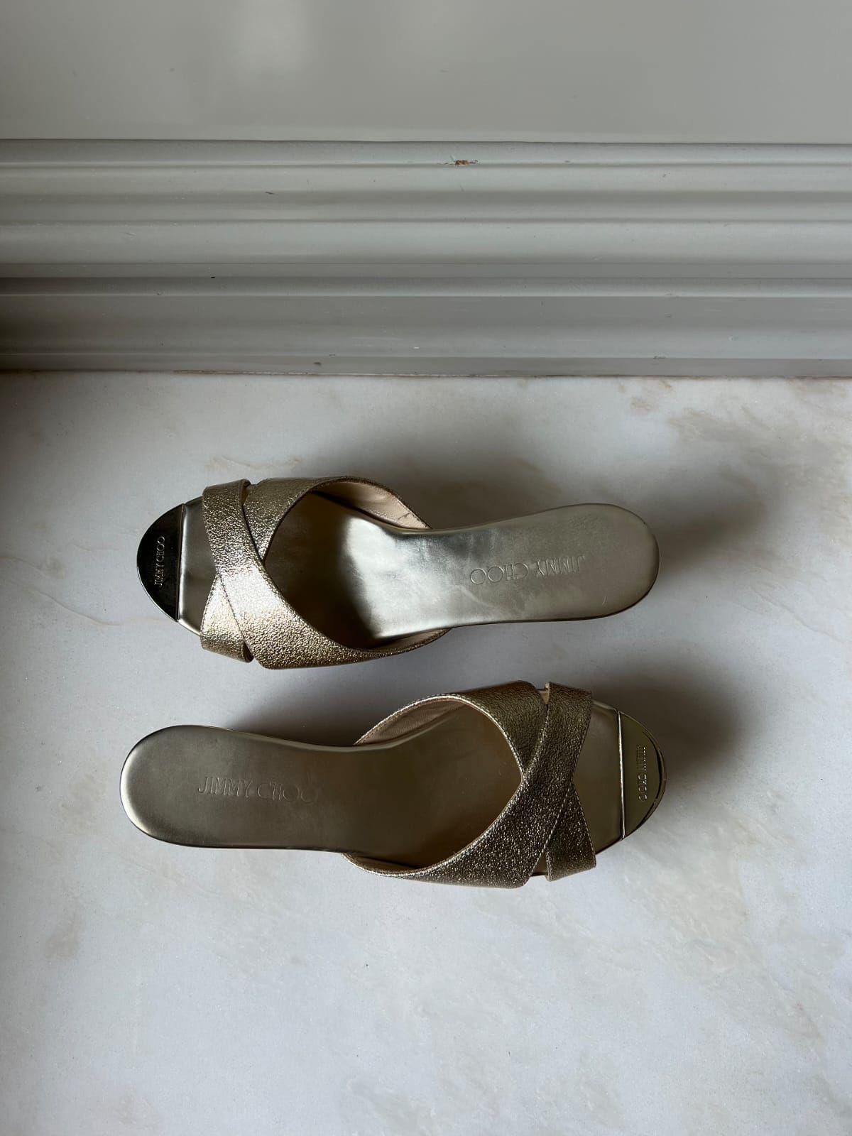 Jimmy Choo Gold Glitter Wedge slides thumbnail 4