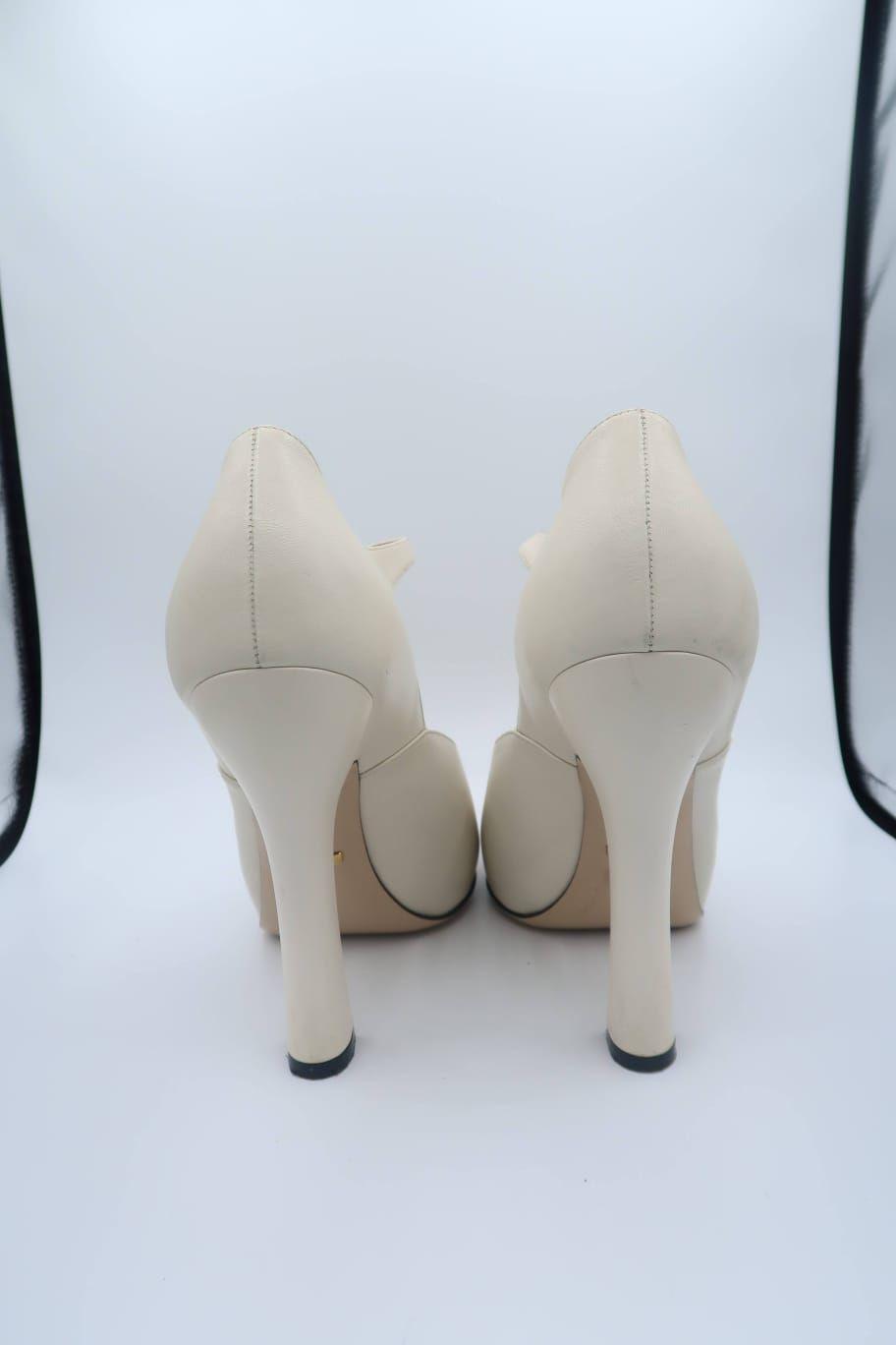 Gucci Cream Leather Mary Jane Pumps thumbnail 3