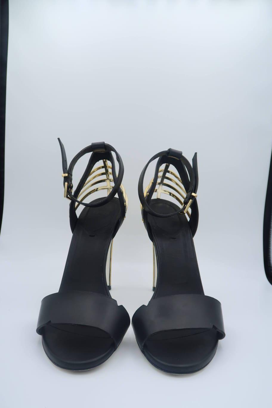 Fendi Black Leather Ankle Strap Sandals thumbnail 2