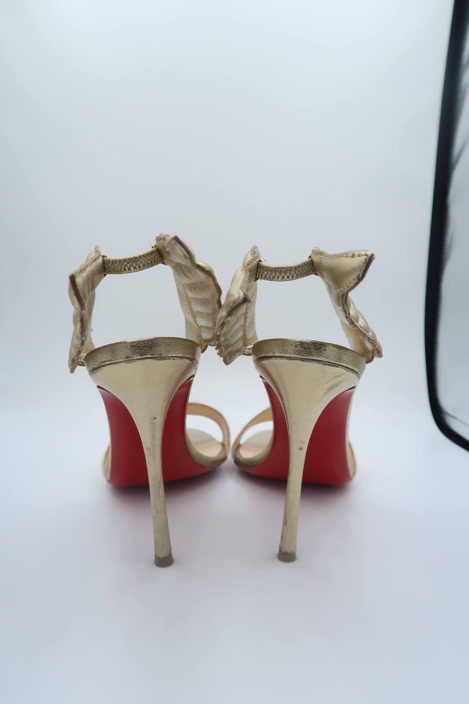 Christian Louboutin Metallic Gold Leather Sandals thumbnail 3