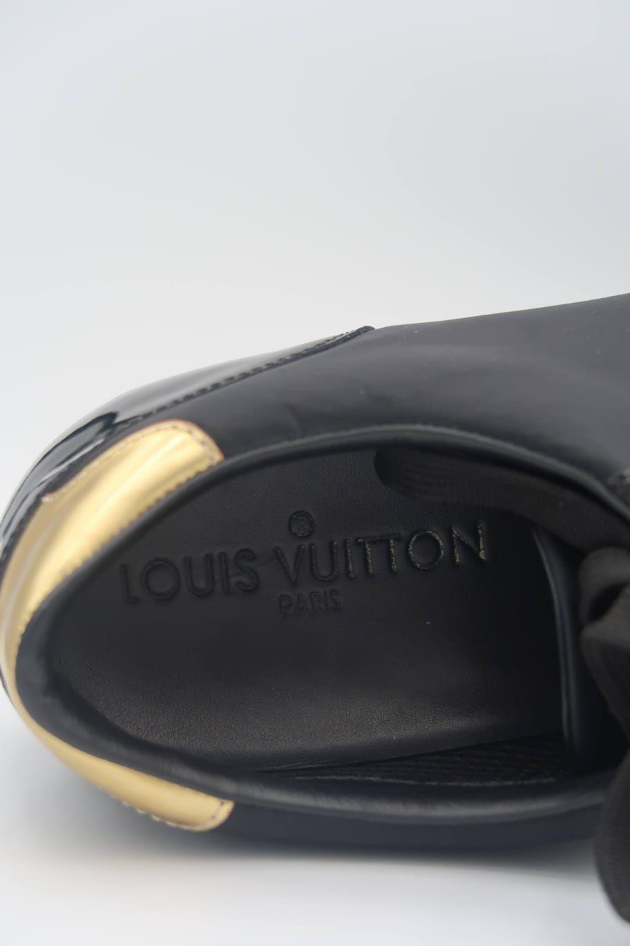 Louis Vuitton Black Satin And Patent Leather Sneakers thumbnail 2