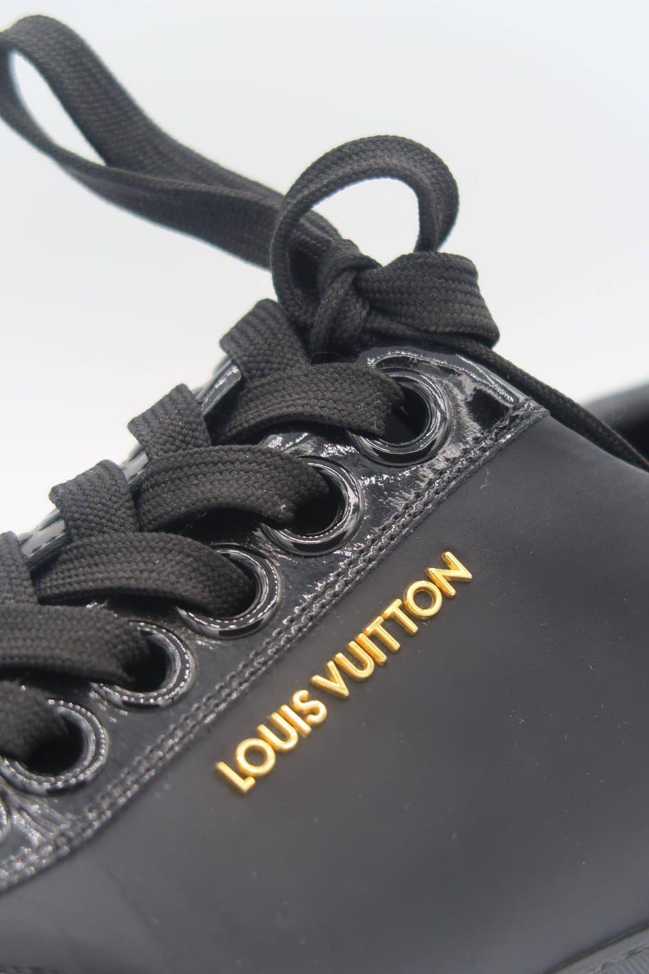 Louis Vuitton Black Satin And Patent Leather Sneakers thumbnail 3