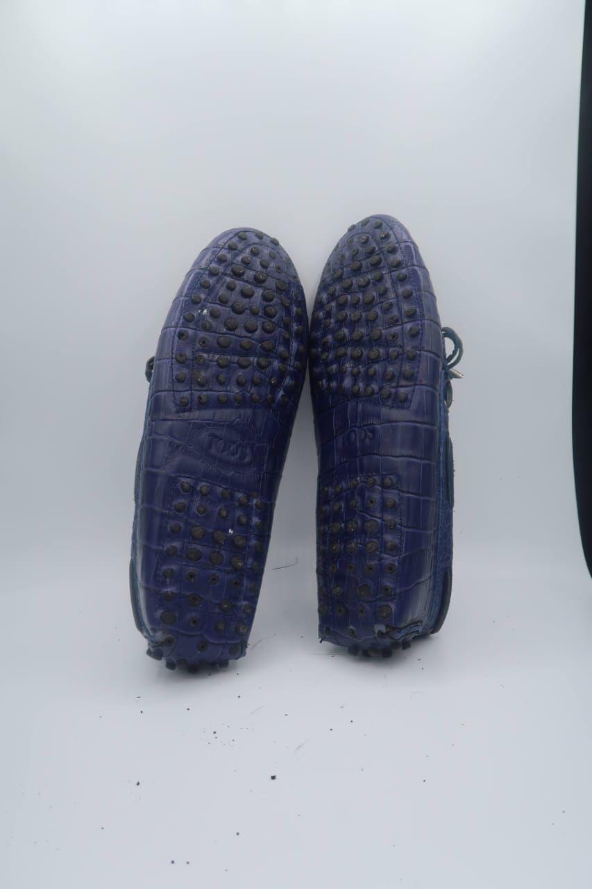 Tods blue leather loafers thumbnail 3