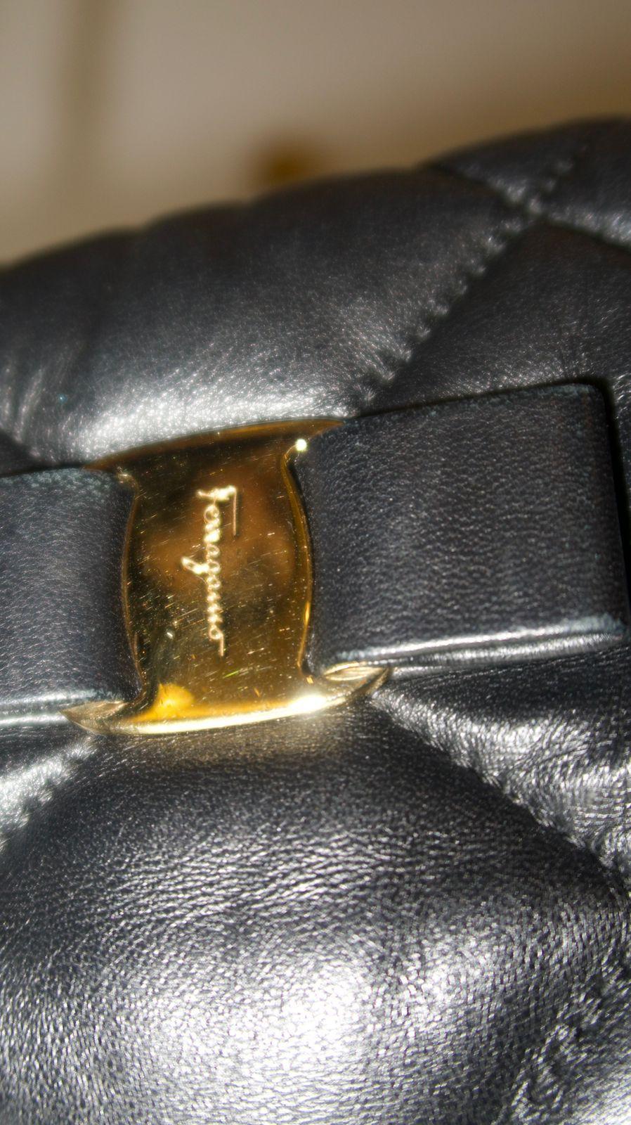 Salvatore Ferragamo Black Quilted Leather Ginette Chain Shoulder Bag thumbnail 2