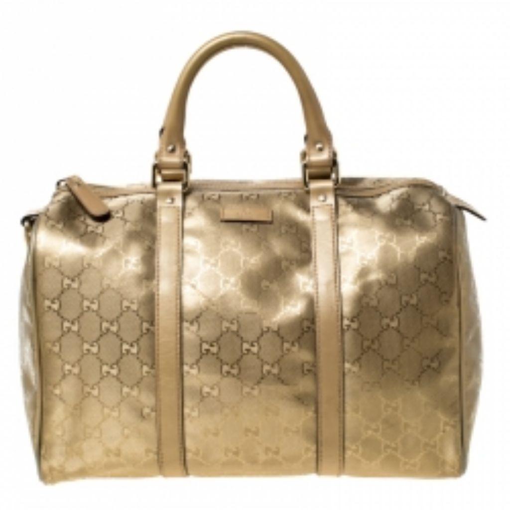 Gucci Gold GG Imprime Canvas Medium Joy Boston Bag