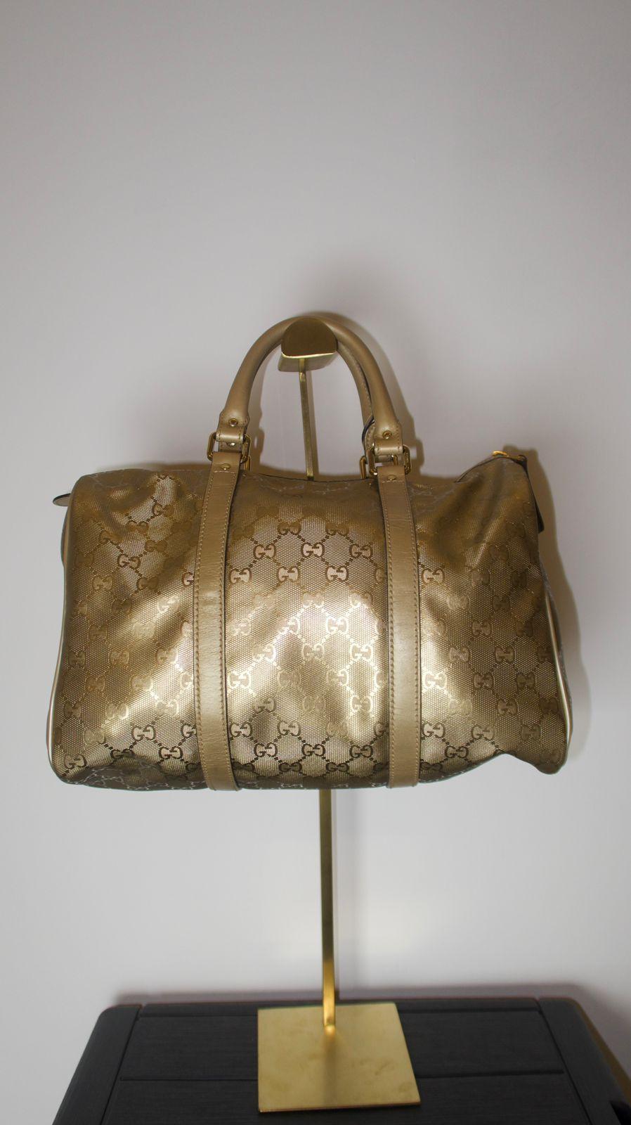 Gucci Gold GG Imprime Canvas Medium Joy Boston Bag thumbnail 2