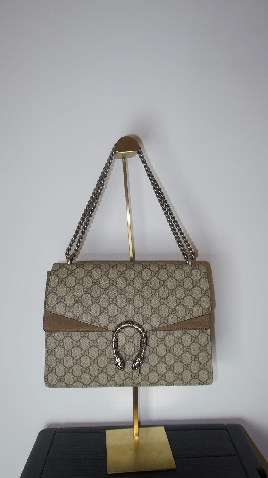 Gucci Beige GG Coated Canvas and Suede Medium Dionysus Shoulder Bag thumbnail 4