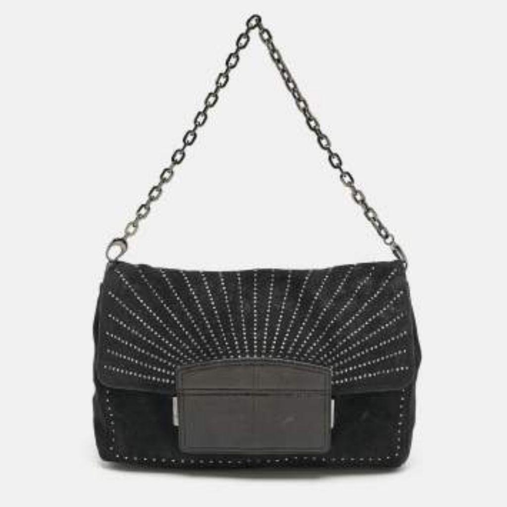 Jimmy Choo Black Suede and Snakeskin Shoulder Bag