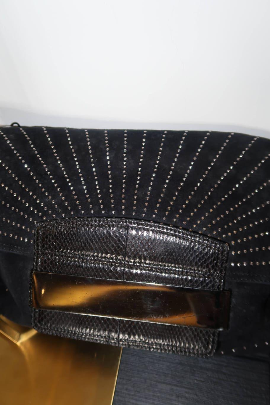 Jimmy Choo Black Suede and Snakeskin Shoulder Bag thumbnail 3