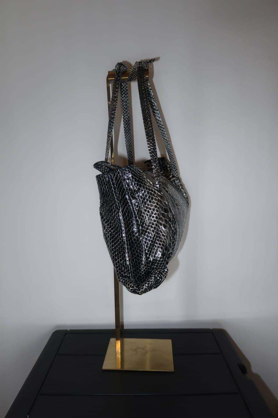 Gucci Silver/Black Python Large clutch bag thumbnail 2