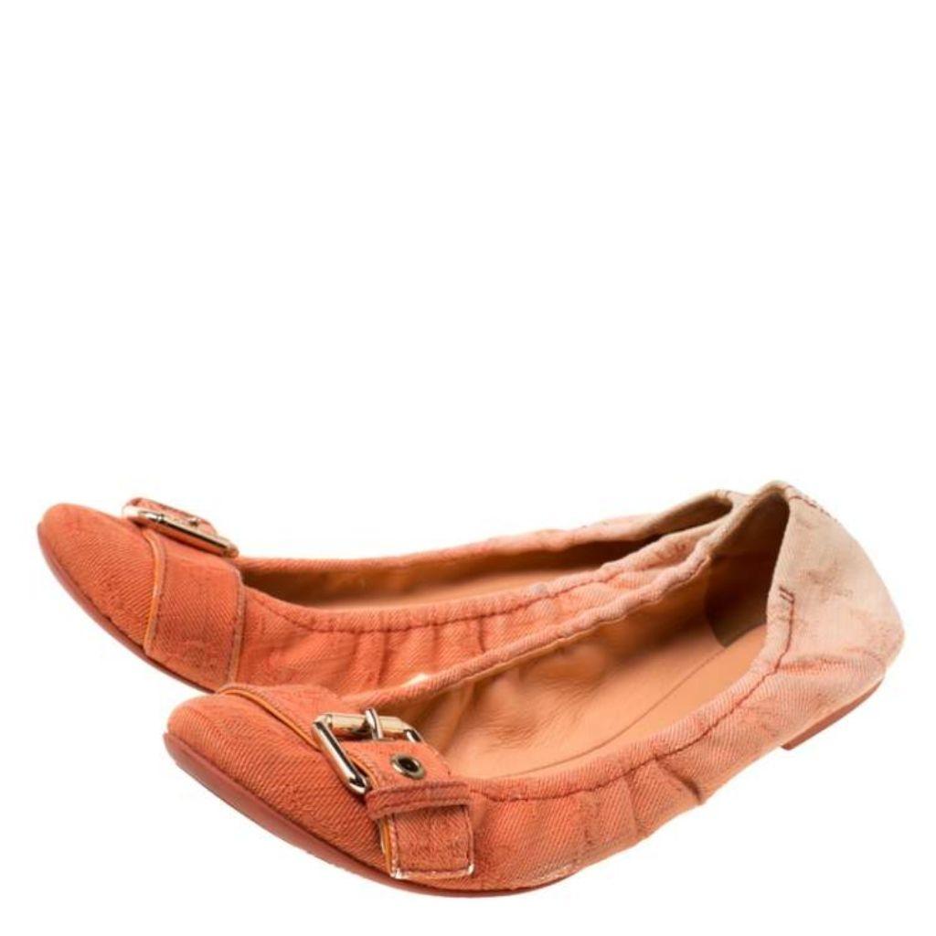 Louis Vuitton Two Tone Denim Buckle Scrunch Ballet Flats
