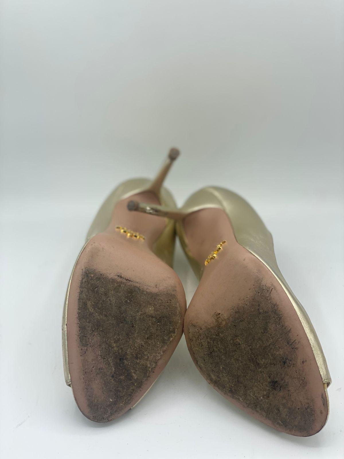 Prada Saffiano Leather Peep Toe Platform Pumps thumbnail 3