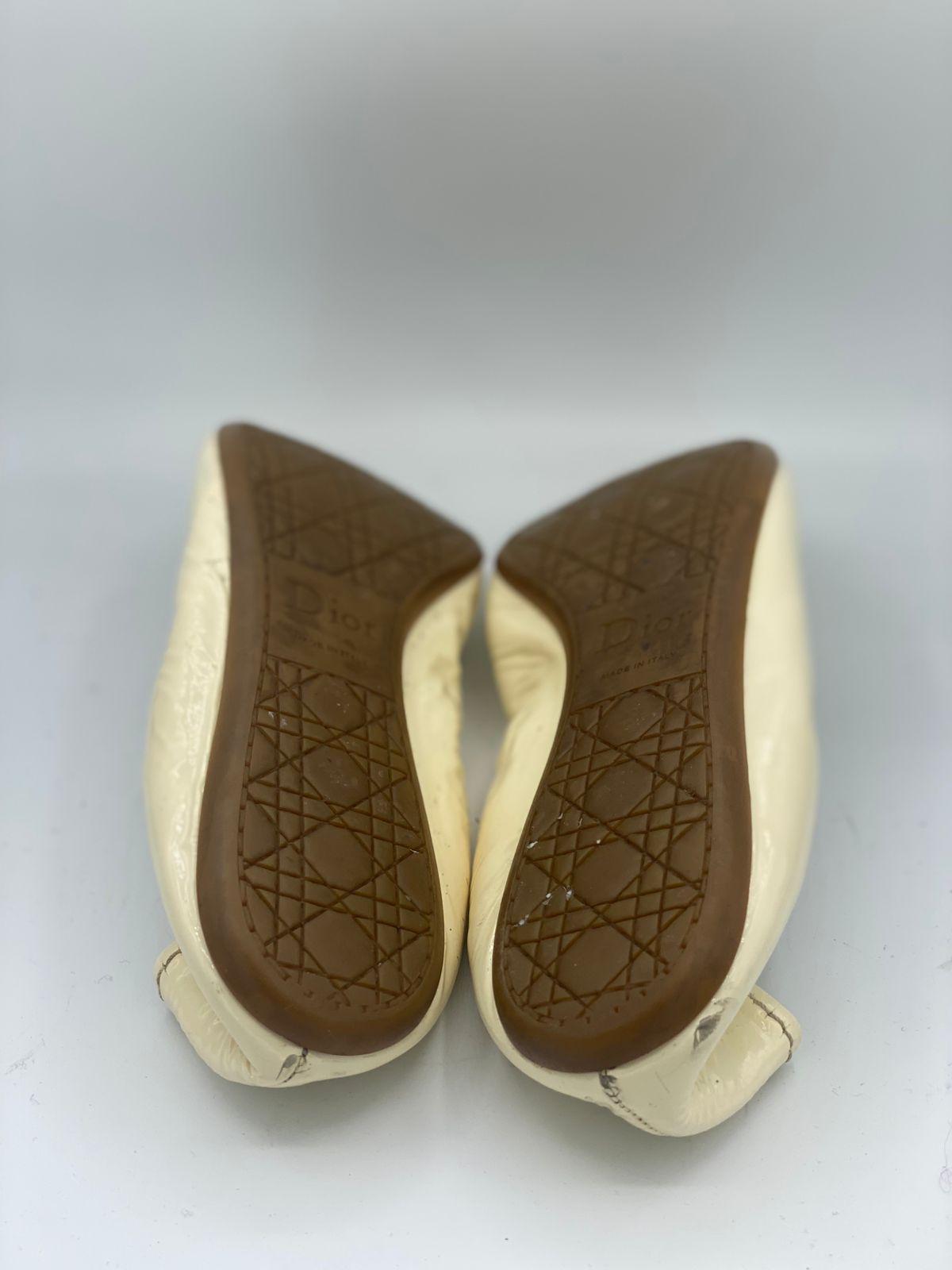 Christian Dior White Patent Ballerina Flats thumbnail 4