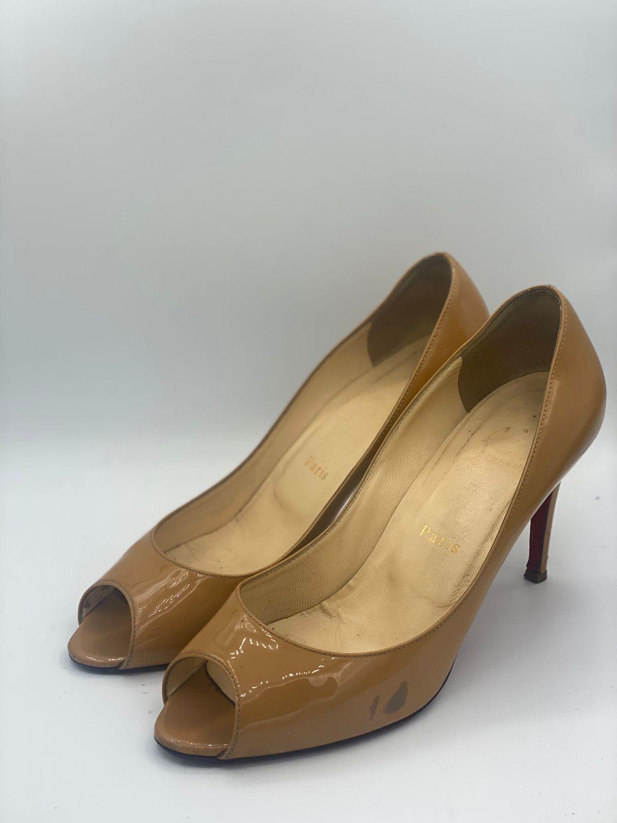 Christian Louboutin Beige Patent Leather You You Peep Toe Pumps thumbnail 2