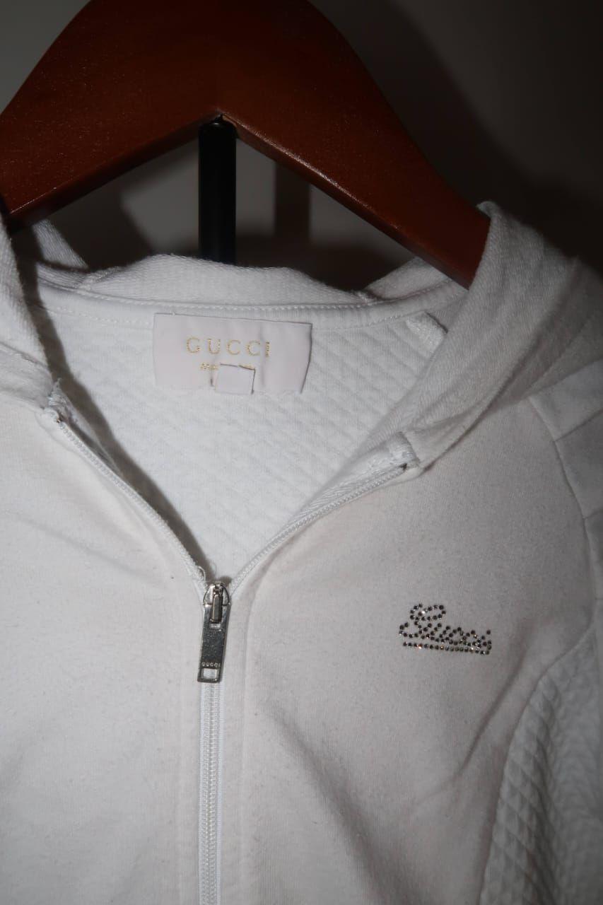 Gucci Kids White Cotton Zip-Up Jacket thumbnail 3