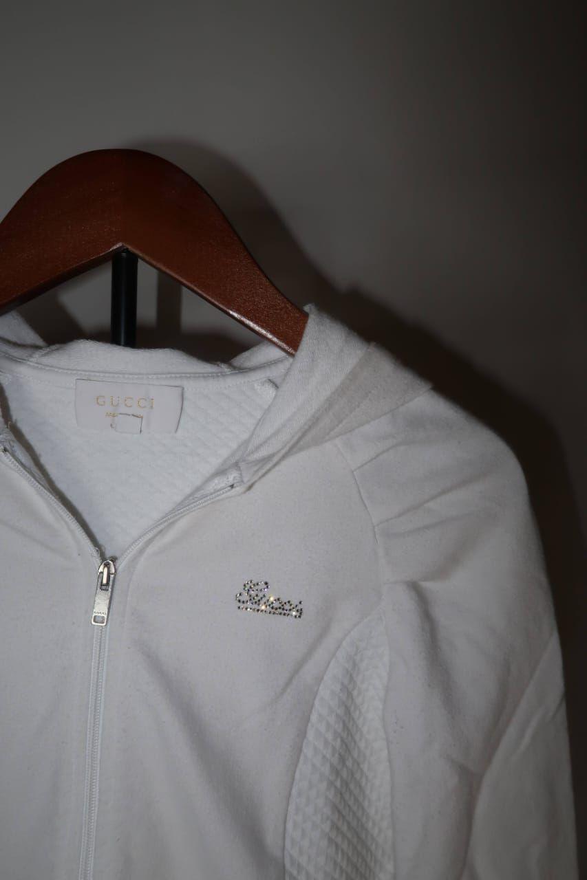 Gucci Kids White Cotton Zip-Up Jacket thumbnail 4