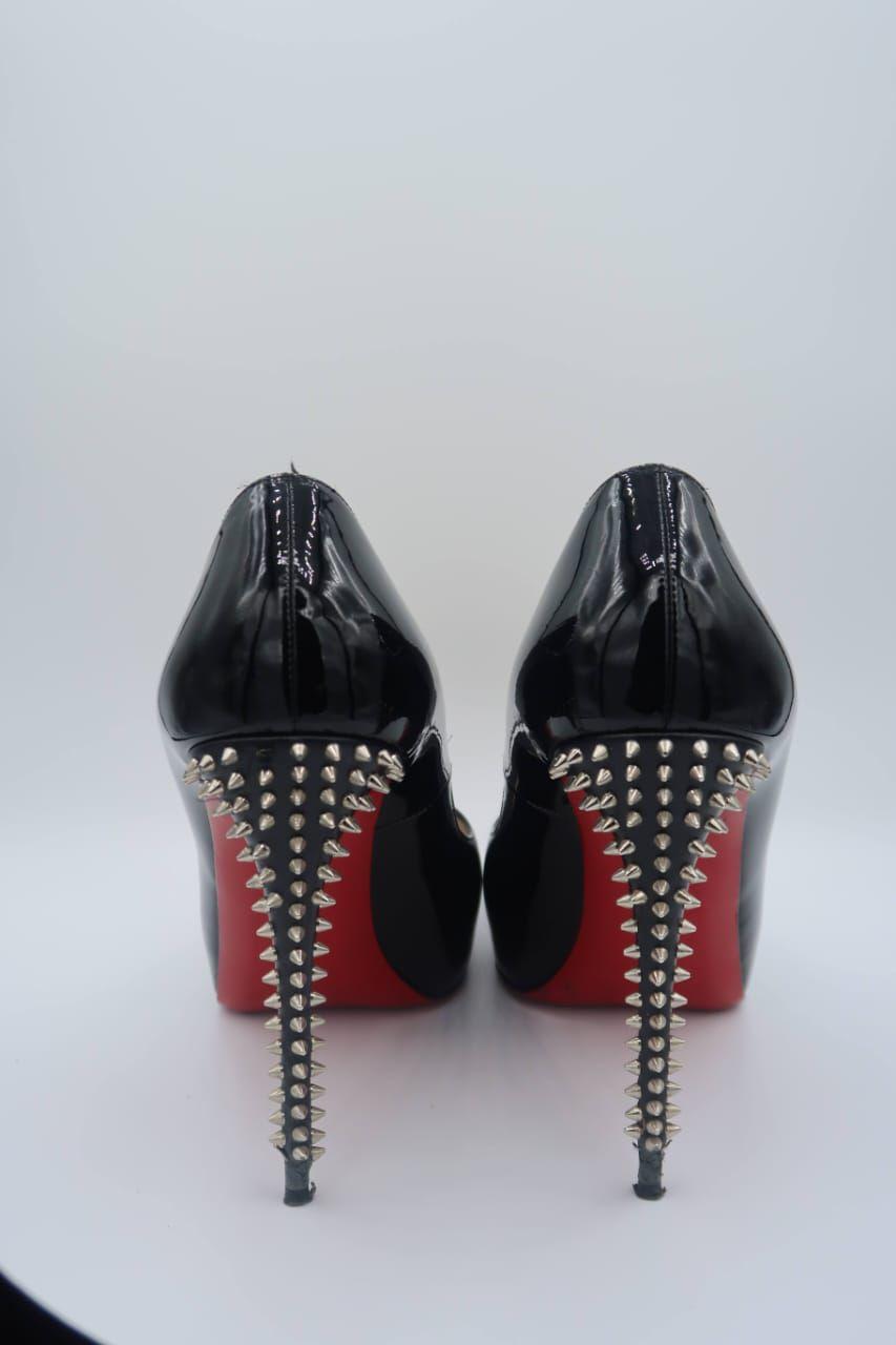 Christian Louboutin Black Patent Leather Peep Toe Pumps thumbnail 3