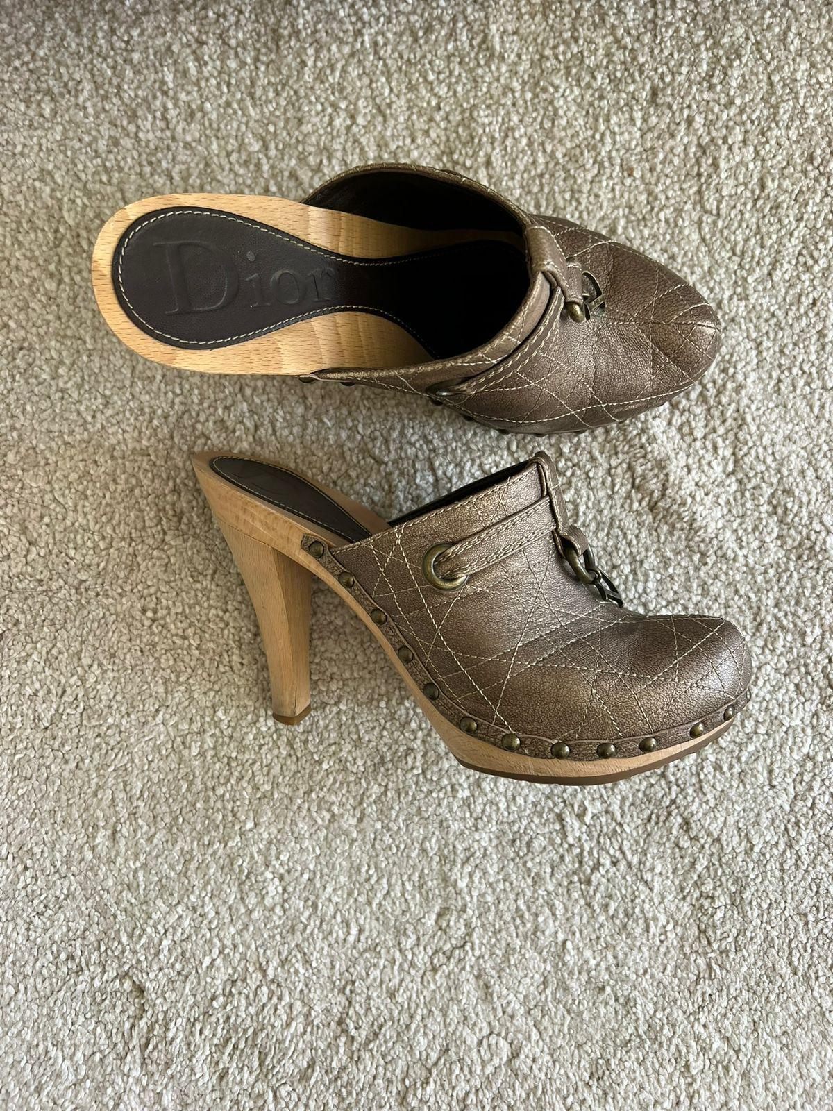 Christian Dior Bronze Cannage Stitched Leather Platform Clogs thumbnail 2
