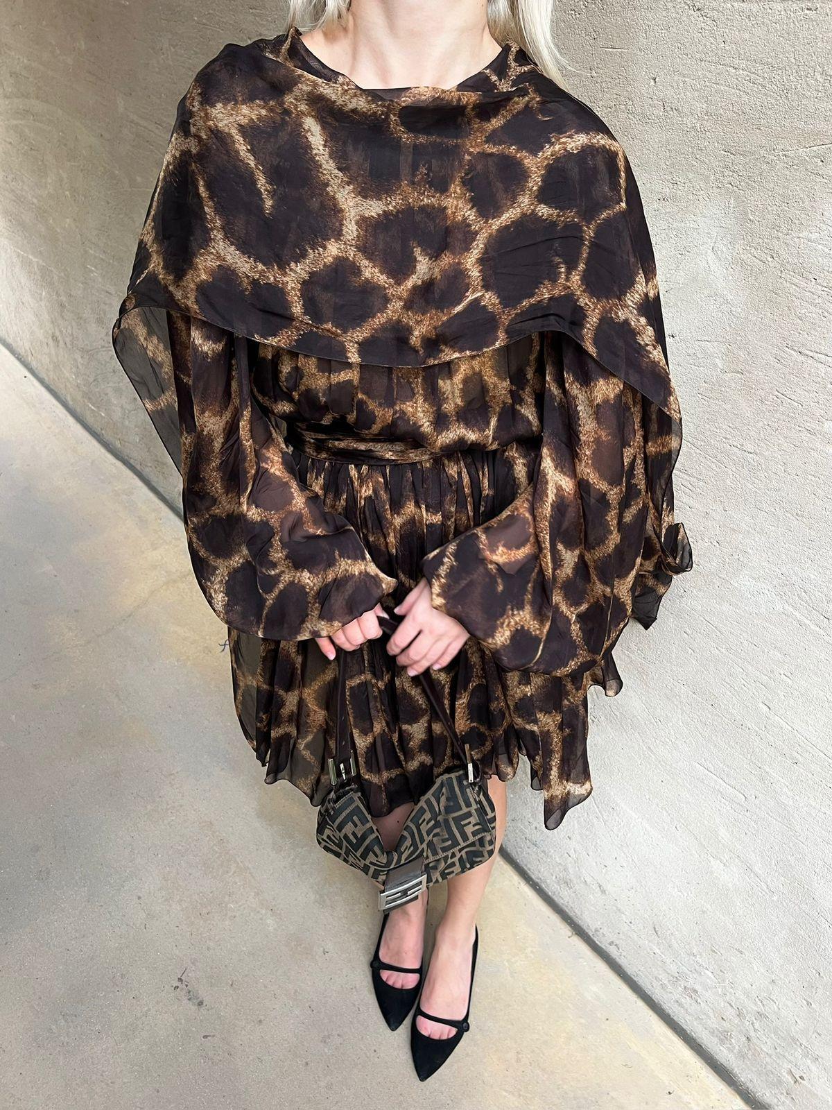 Dolce & Gabbana Brown Leopard Print Silk Mini Dress thumbnail 3