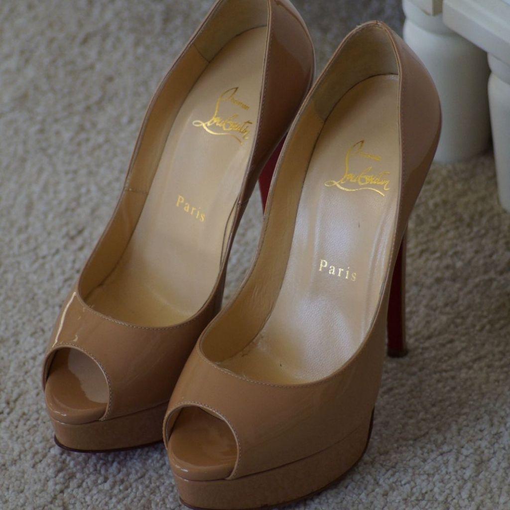 Christian Louboutin Patent Leather Peep Toe Pumps