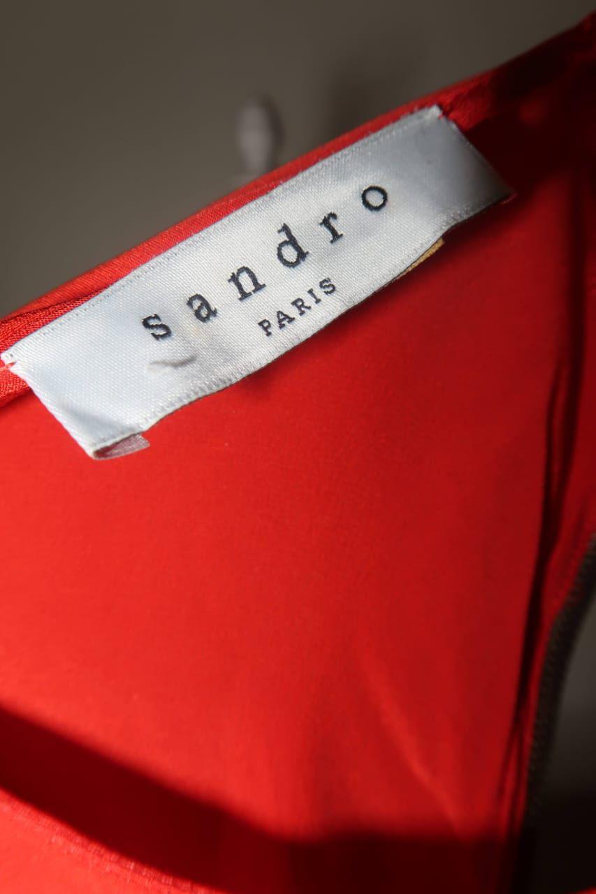 SANDRO Paris Red Silk Top Blouse thumbnail 3