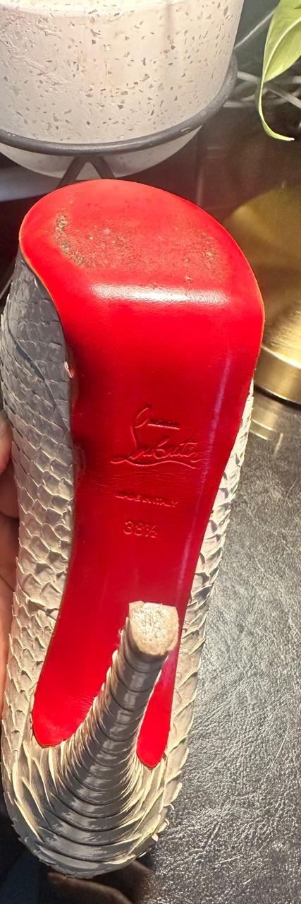 Christian Louboutin White Python Lady Peep Pumps size 38 1/2 thumbnail 3