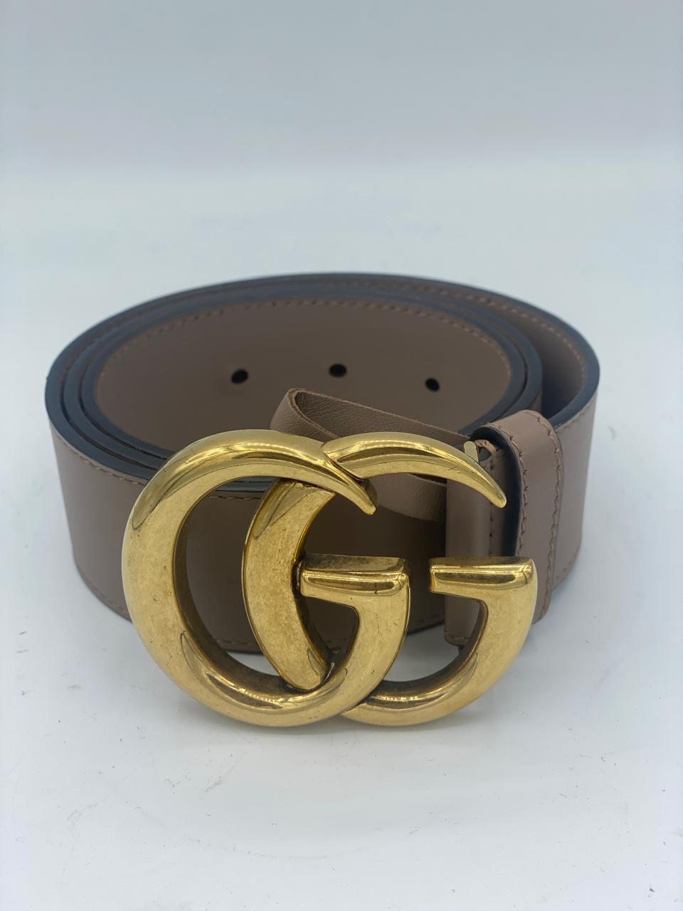 Gucci Dusty Pink Leather GG Marmont Buckle Belt 70 CM thumbnail 2
