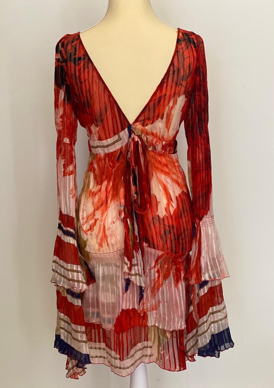 Roberto Cavalli Dress with Rose Print in Red. thumbnail 2