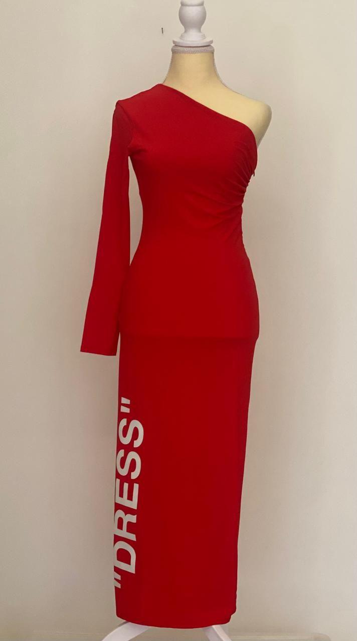 Off-white c/o Virgil Abloh Women's red print bodycon dress thumbnail 2