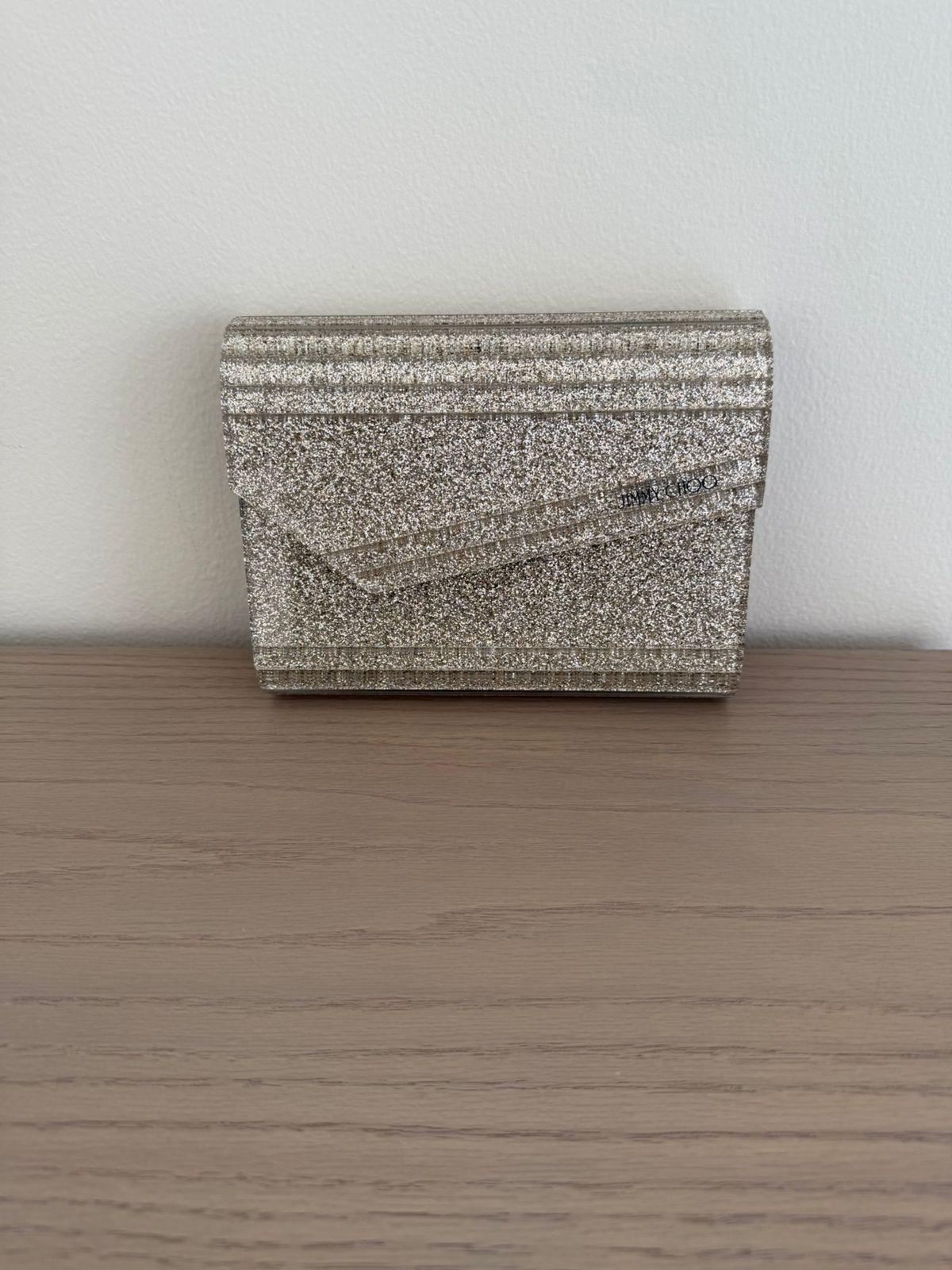 Jimmy Choo Silver Glitter Acrylic Candy Chain Clutch thumbnail 2