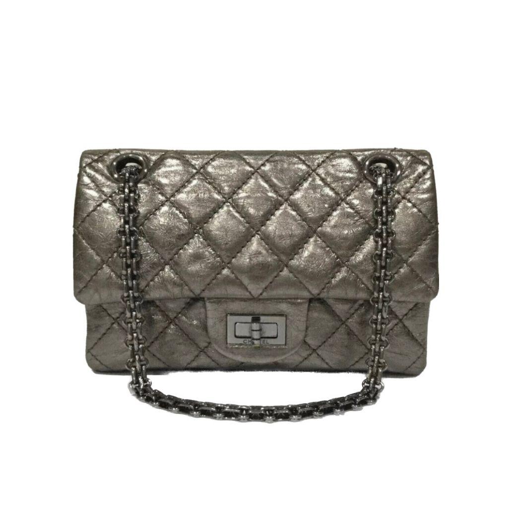 Chanel Metallic Quilted Aged Leather Reissue 2.55 Classic 227 Flap Bag