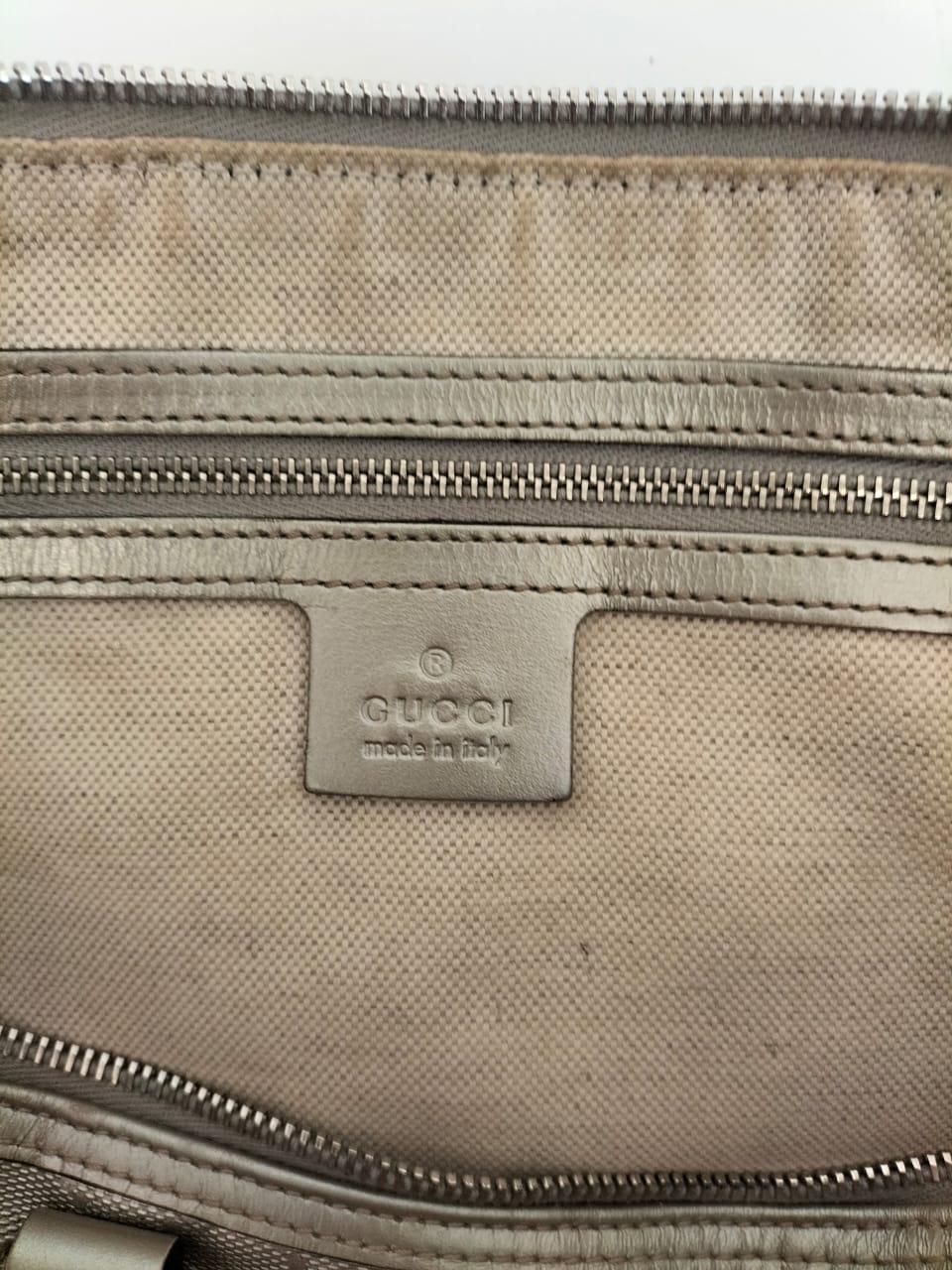 Gucci Grey Metallic GG Supreme Canvas and Leather Medium Joy Boston Bag thumbnail 4