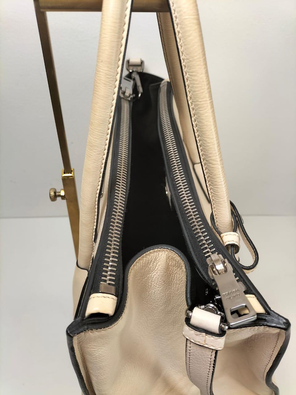Prada Cream Leather Twin Pocket Tote thumbnail 2