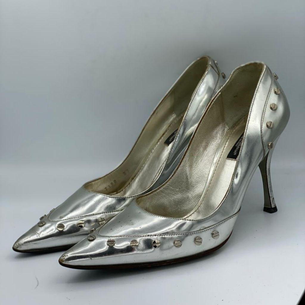 Dolce & Gabbana Silver Leather Pumps