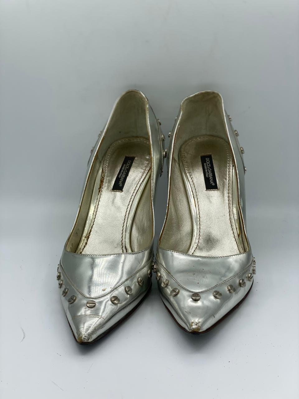 Dolce & Gabbana Silver Leather Pumps thumbnail 3