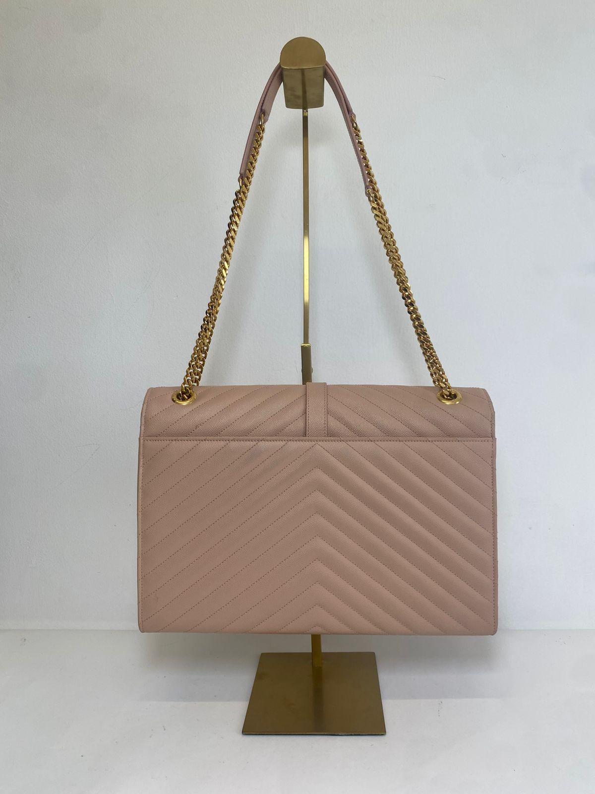 Yves Saint Laurent Beige Leather Monogram Envelope Shoulder Bag thumbnail 2