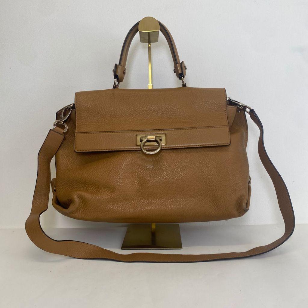 Salvatore Ferragamo Tan Leather Sofia Top Handle Bag