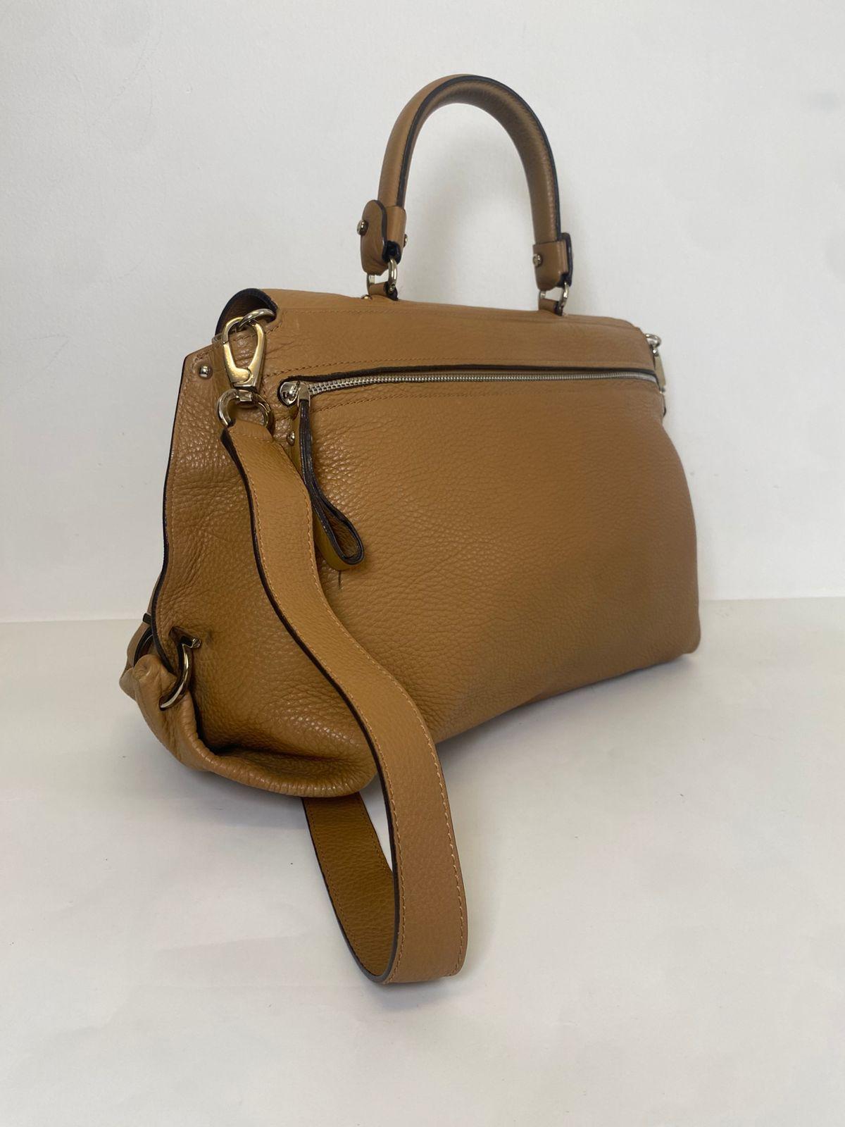 Salvatore Ferragamo Tan Leather Sofia Top Handle Bag thumbnail 4
